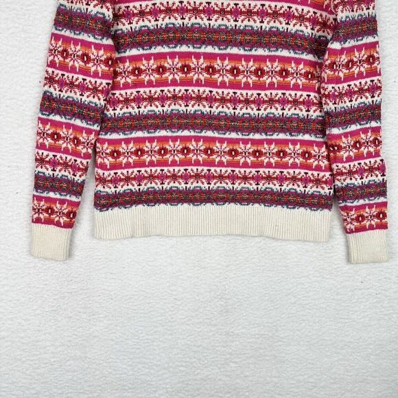 Loft Fair Isle Sweater Pink Multicolor Wool Blend Knit Women’s Medium‎ - Picture 3 of 11